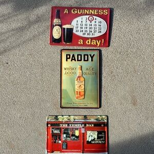 Vintage Guinness and Paddy Whiskey Metal Signs